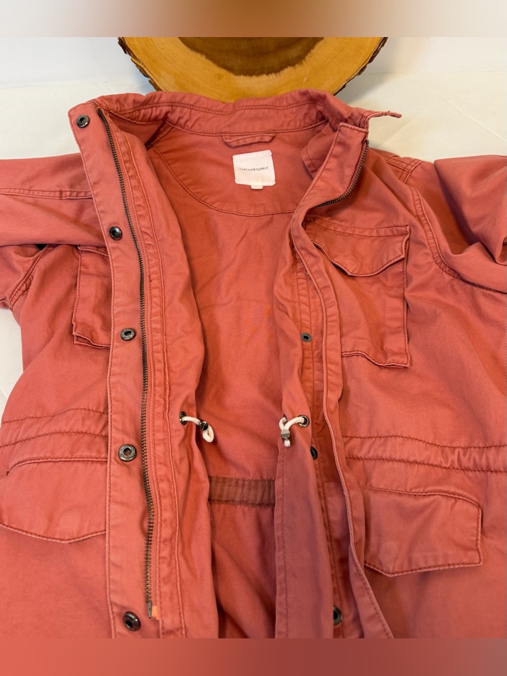 Thread & Supply Washed Rust Utility Jacket Zip Buttons Pockets Women’s Small - Picture 8 of 8